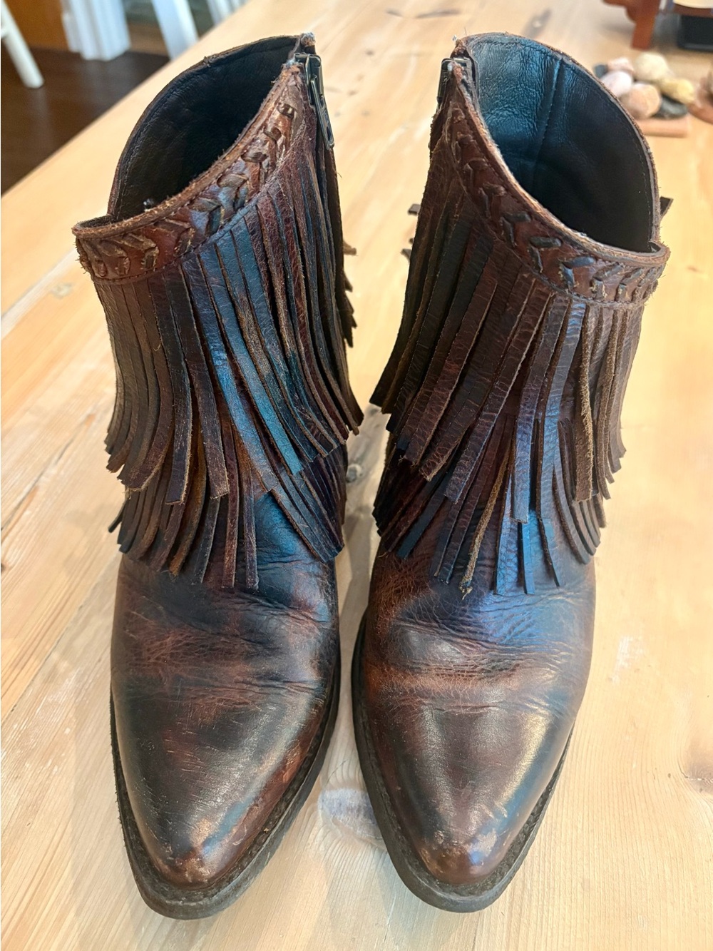 Old Gringo “Milani” Brown Leather Fringe Ankle Boots